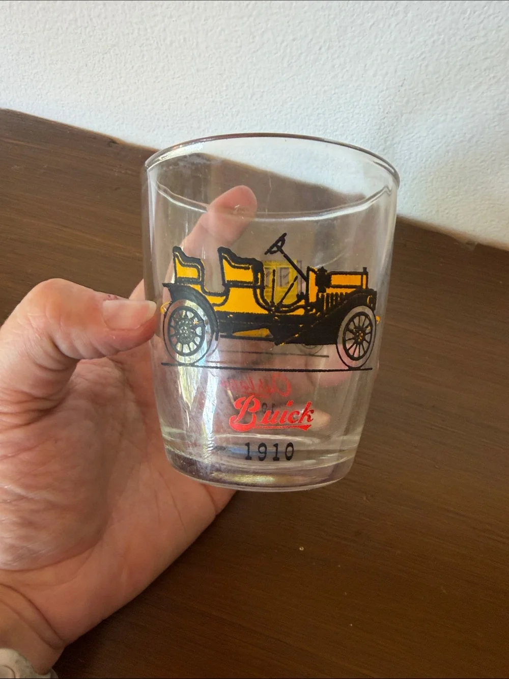Hazel-Atlas Vintage Whiskey Rocks Glass Car Printed Glass-Buick and Oakland